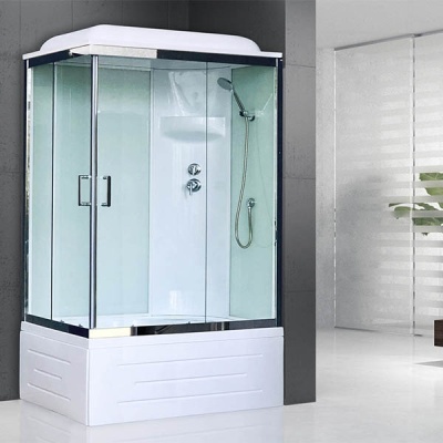 Душевая кабина Royal Bath BP 120х80 RB8120BP6-WT-CH-R стекло прозрачное задняя стенка Белая