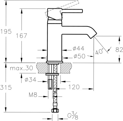 Смеситель для раковины Vitra Minimax S A49188EXP Хром