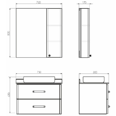 Тумба с раковиной Comforty Амстердам 75 4148719 подвесная Белая глянцевая