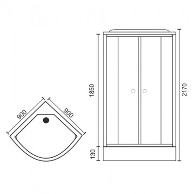 Душевая кабина Royal Bath НК 90x90 RB90HK7-BT-CH с гидромассажем стекло прозрачное задняя стенка Черная