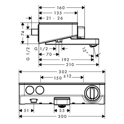 Смеситель для ванны Hansgrohe Ecostat Select 13151000 с термостатом Хром