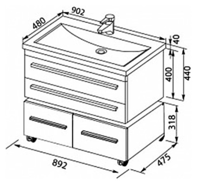Тумба под раковину Aquanet Нота 90 171493 подвесная Венге