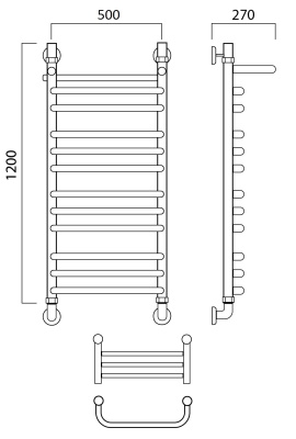 Водяной полотенцесушитель Aquanerzh 004-00-A12050 Хром