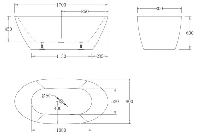 Акриловая ванна BelBagno BB77-1700 170x80 без гидромассажа
