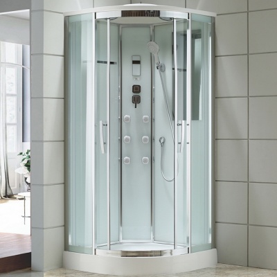 Душевая кабина Black&White Galaxy G5501-80х80 с гидромассажем профиль Серебристый хром задняя стенка Белая