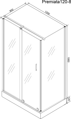 Душевой уголок Cerutti SPA Premiata-8 120x90 профиль Хром стекло прозрачное