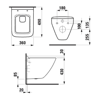 Унитаз Laufen Palace New 8.2070.3 подвесной без сиденья