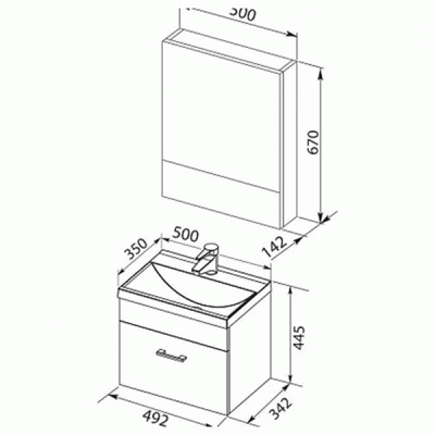 Комплект мебели для ванной Aquanet Верона 50 231054 Черный
