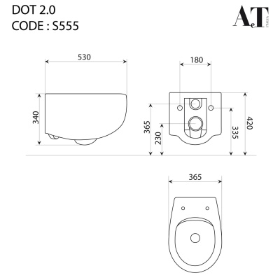 Унитаз AeT Dot 2.0 S555T0R0V6101 подвесной Белый матовый без сиденья