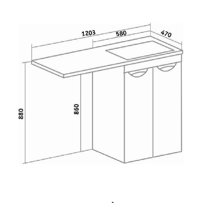 Тумба с раковиной Runo Лира 60 левая Черный мрамор
