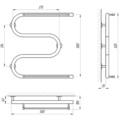 Электрический полотенцесушитель Laris М-образный 50х50 с полкой Хром