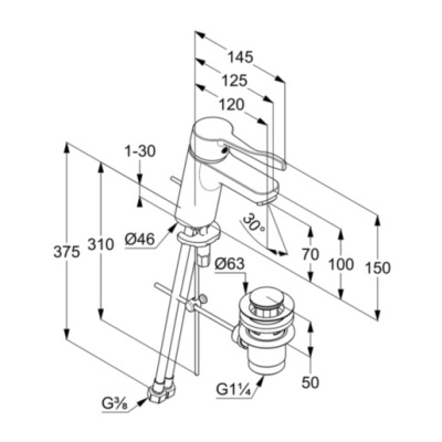Смеситель для раковины Kludi Pure&Easy 372840565 Хром