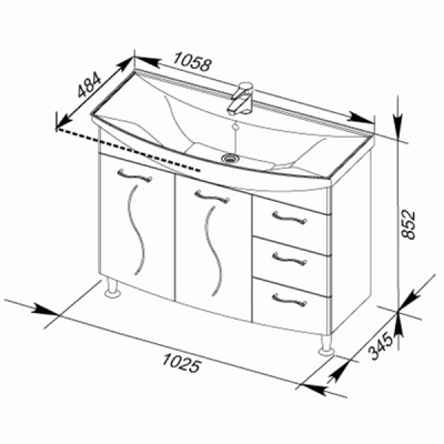 Комплект мебели для ванной Aquanet Моника 105 187564 Белый