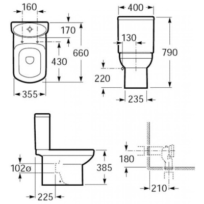 Чаша унитаза-компакта Roca Dama Senso 342517000 без бачка и сиденья