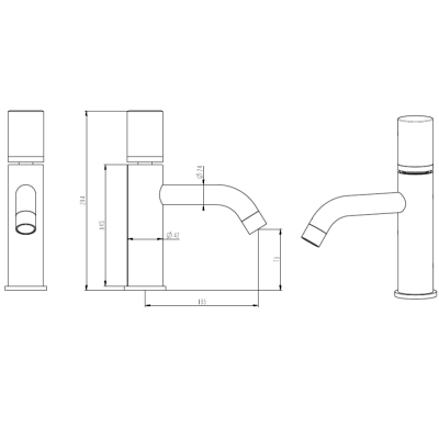 Смеситель для раковины Boheme Stick 121-BG Черный Золото