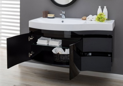 Тумба под раковину Aquanet Опера 115 169612 подвесная 2 дверцы 2 ящика L Черная