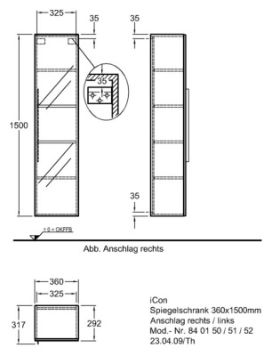Пенал подвесной Geberit (Keramag) iCon 36x30x150 840150000 белый alpin глянцевый/зеркальный