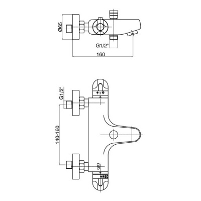Смеситель для ванны GPD Thermostatic TBB01 Хром
