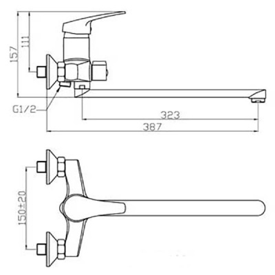 Смеситель для ванны Agger Exact A2121100 Хром