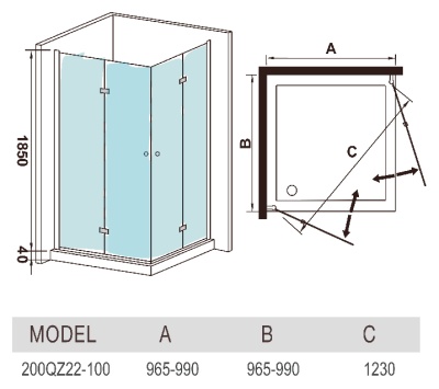 Душевой уголок WeltWasser WW200 QZ22 100x100 10000002756 профиль Хром стекло прозрачное