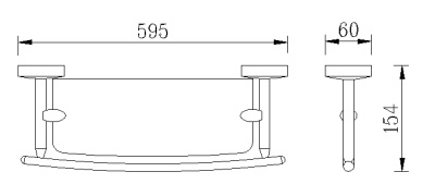 Стеклянная полка Rush Fiji FI18611 с бортиком Хром