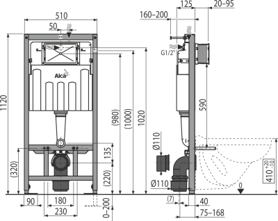 Комплект унитаза AM.PM Spirit C701700WH+C707857WH с инсталляцией Alcaplast Sadromodul AM101/1120+M71 с сиденьем Микролифт и клавишей смыва Хром