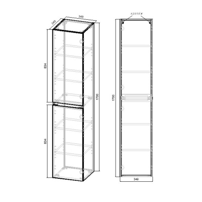 Шкаф пенал Vincea Norma 35 VSC-2NF170BT подвесной Beton