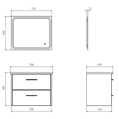 Тумба под раковину ASB-Woodline Оскар 75 подвесная Дуб Белый