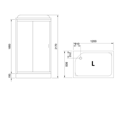 Душевая кабина Royal Bath HP 120х80 RB8120HP7-WT-CH-L с гидромассажем стекло прозрачное задняя стенка Белая