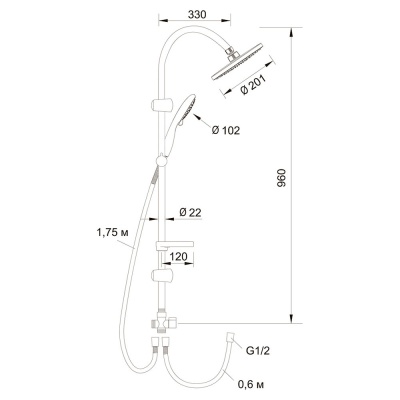 Душевая система Latuno L80036 Хром Черная