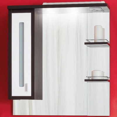 Зеркало со шкафом Бриклаер Бали 75 L с подсветкой Белое Венге