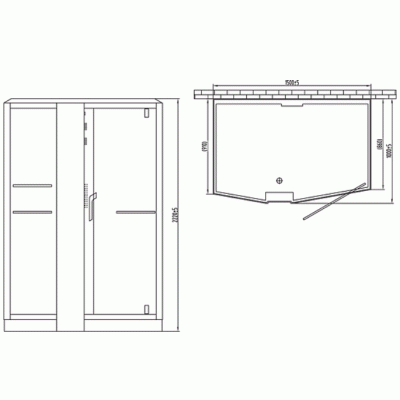 Душевая кабина Orans SR-89102S R black 150x100 с баней профиль Черный задние стенки Черные