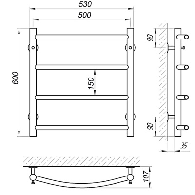 Электрический полотенцесушитель Laris Классик П4 60х50 R 73207394 Хром