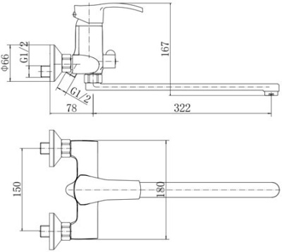 Смеситель для ванны Fashun A2270 универсальный Хром