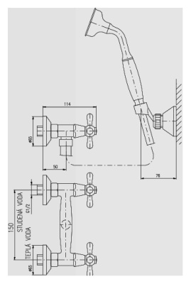 Смеситель для душа Rav Slezak Morava retro MK580.5/2SM бронзовый, с ручками МК5