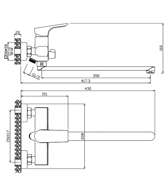 Смеситель для ванны Olive's Porto 11221PR универсальный Хром