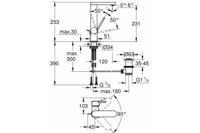 Смеситель для раковины Grohe Plus 23851003 Хром