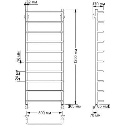 Водяной полотенцесушитель Secado Мерида 1 50х120 Бронза