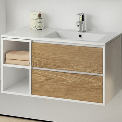 Тумба с раковиной SanVit Мэри-4 90 R с фактурой под дерево подвесная Акация светлая