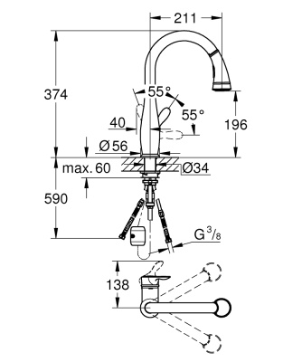 Смеситель для кухни Grohe Parkfield 30215001 Хром