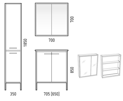 Зеркальный шкаф Corozo Айрон 70 SD-00000279 Серый