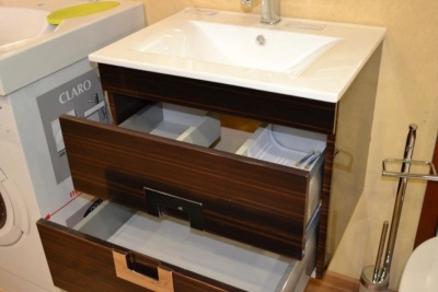 Тумба с раковиной SanVit Квадро Lux New 60 kkvadn060 с фактурой под дерево подвесная Акация светлая