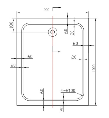 Акриловый поддон для душа Vincea VST-2AR-9010 100x90 с антискользящим покрытием