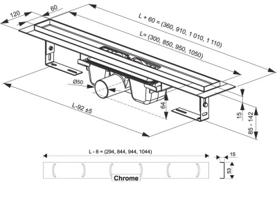 Сливной канал Ravak Chrome 1050 Хром