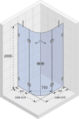 Душевой уголок Riho Scandic Mistral M309 120x120 GX0470300 профиль Хром стекло прозрачное