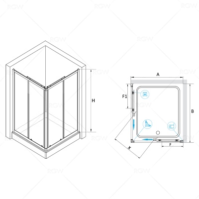 Душевой уголок RGW Classik CL-42 90x120 профиль Хром стекло прозрачное