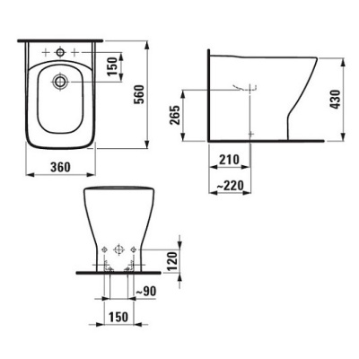 Биде Laufen Palace New 8.3270.1 без крышки