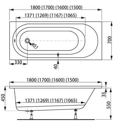 Акриловая ванна Vagnerplast Kasandra 170x70 без гидромассажа