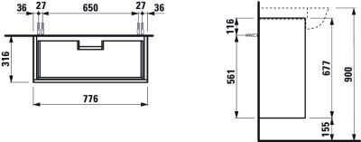 Тумба под раковину Laufen New Classic 80 4.0604.2.085.631.1 подвесная Белая глянцевая