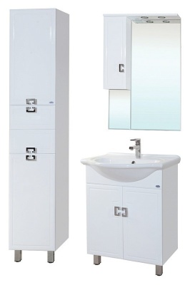 Зеркало со шкафом Bellezza Миа 65 с подсветкой L Белое